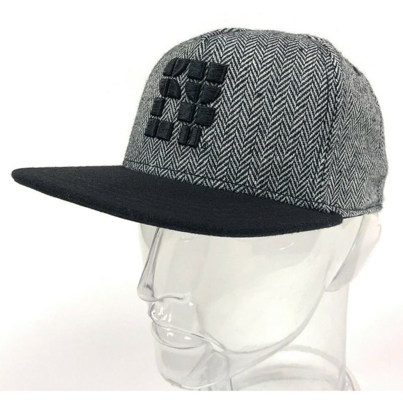 Cult of Individuality Other - Cult Of Individuality Black White Wool Herringbone Snapback Baseball Hat Cap